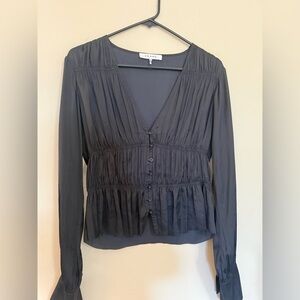Frame Black Silk Rouched Blouse.  Size Small